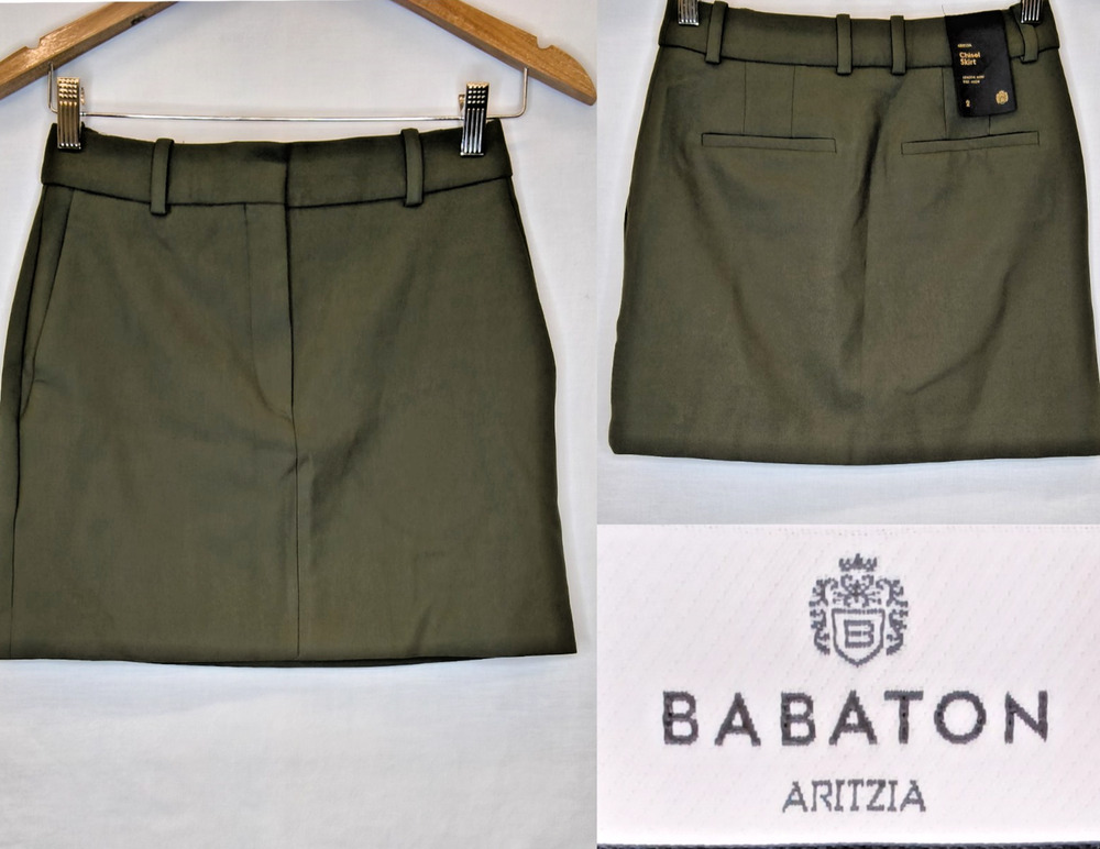 Aritzia Babaton Chisel Skirt Women's 2 Green Mini Skirt High Waisted NWT #W5560
